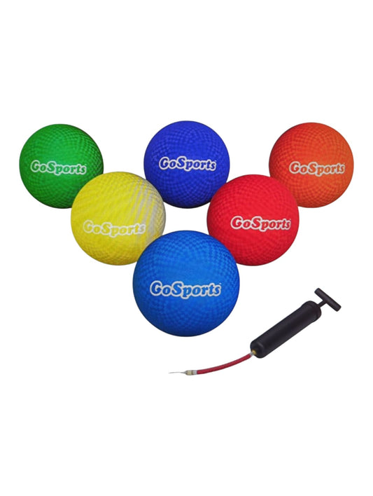 GoSports Ball-Set 6 Stück Spielplatzbälle Outdoor mit Tasche und Pumpe