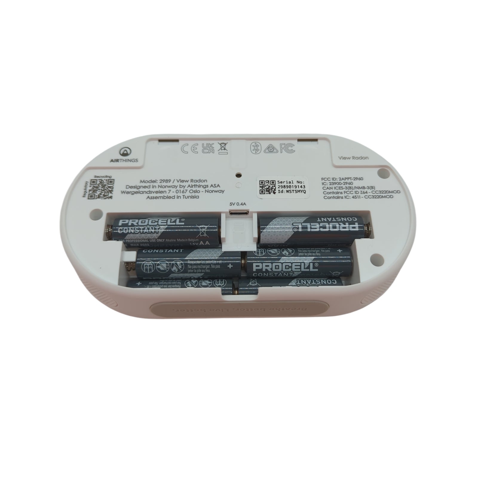Airthings View Radon 2989 Luftqualitätsmessgerät WLAN Temperatur