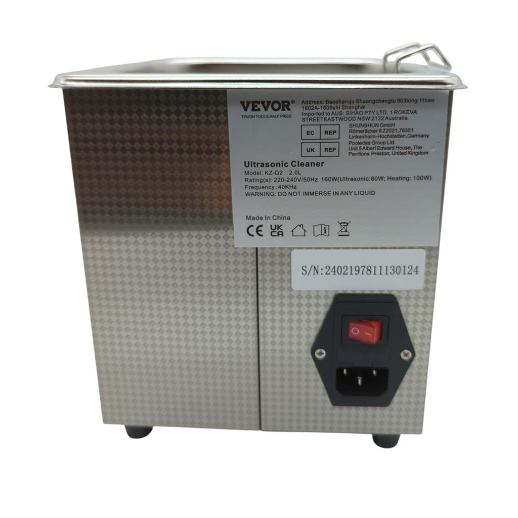 VEVOR Ultraschallreiniger Edelstahl Digitalanzeige 158W 2 L