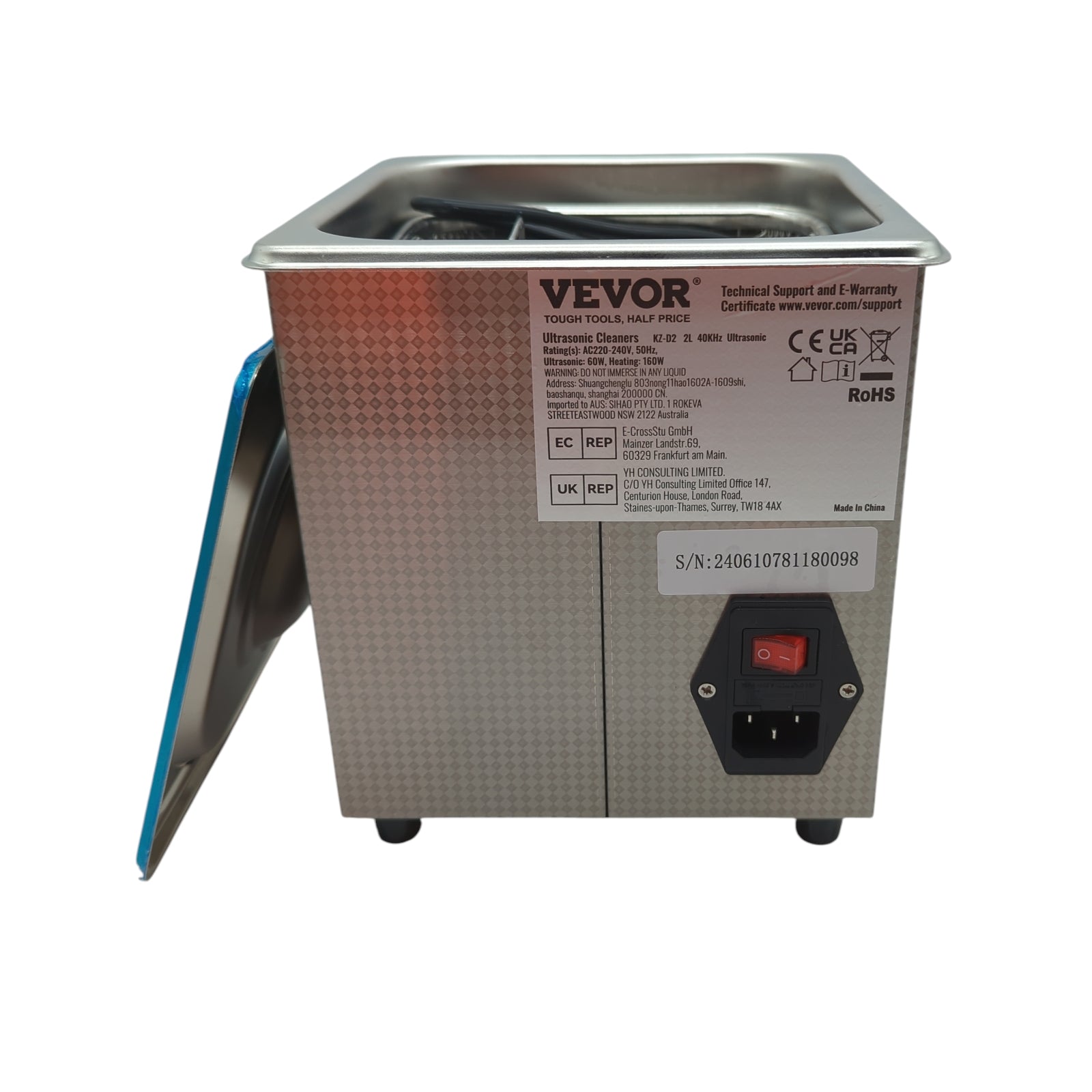 VEVOR Ultraschallreiniger Edelstahl Digitalanzeige 158W 2 L