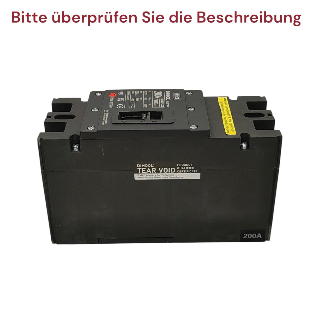 DIHOOL DC Schalter 1000V 200A 2P MCCB Sicherung Batterie