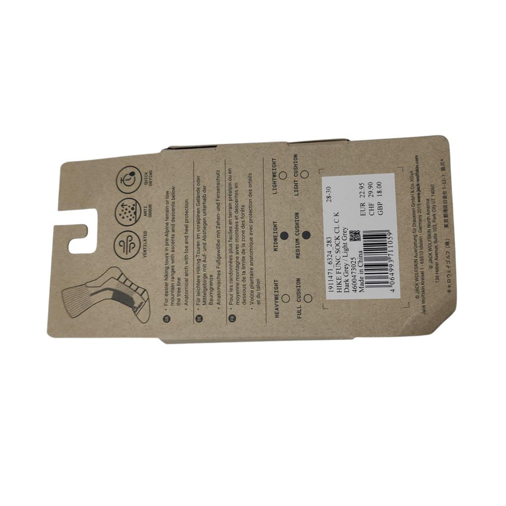 Jack Wolfskin HIKE FUNC SOCK CL C K Socken Grau Größe 28–30