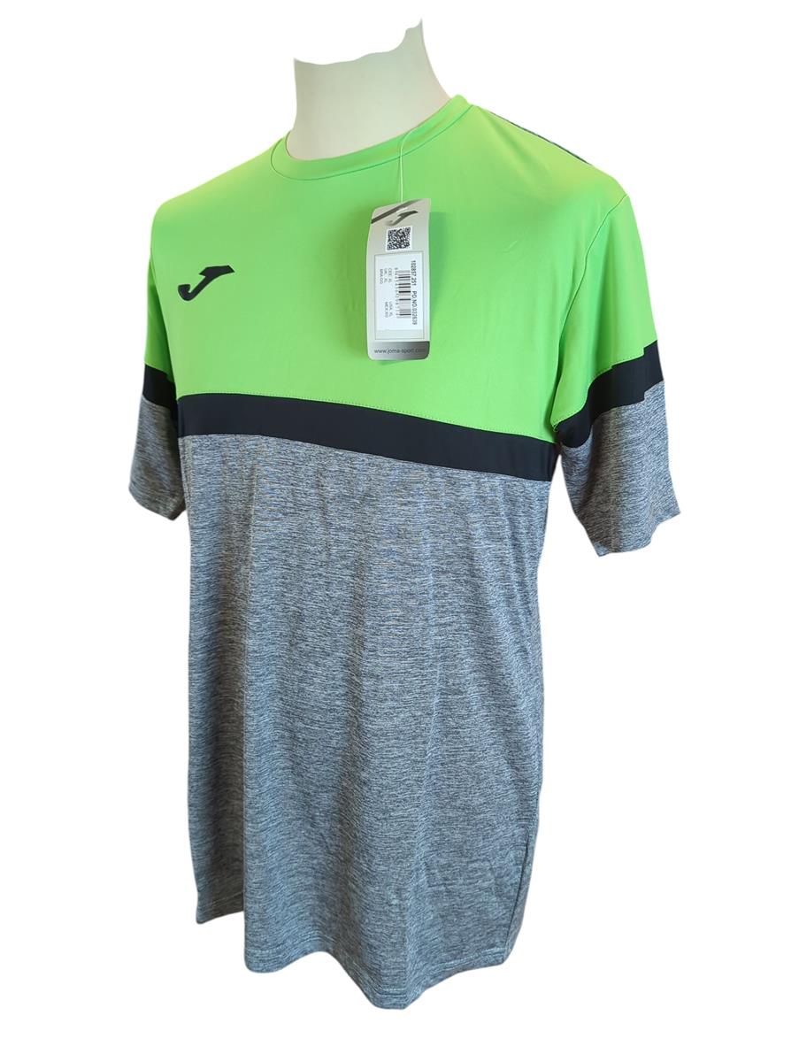 Joma Danubio T-Shirt grau meliert neongrün XL