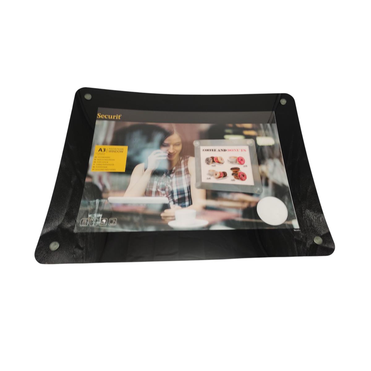 Securit A3 Suction Cup Poster Holder Sign Holder Display Holder Black