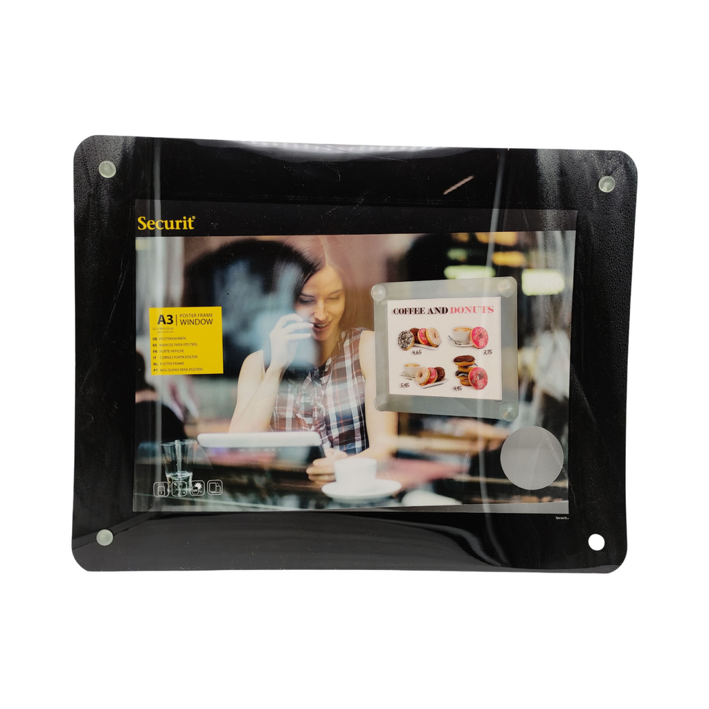 Securit A3 Suction Cup Poster Holder Sign Holder Display Holder Black