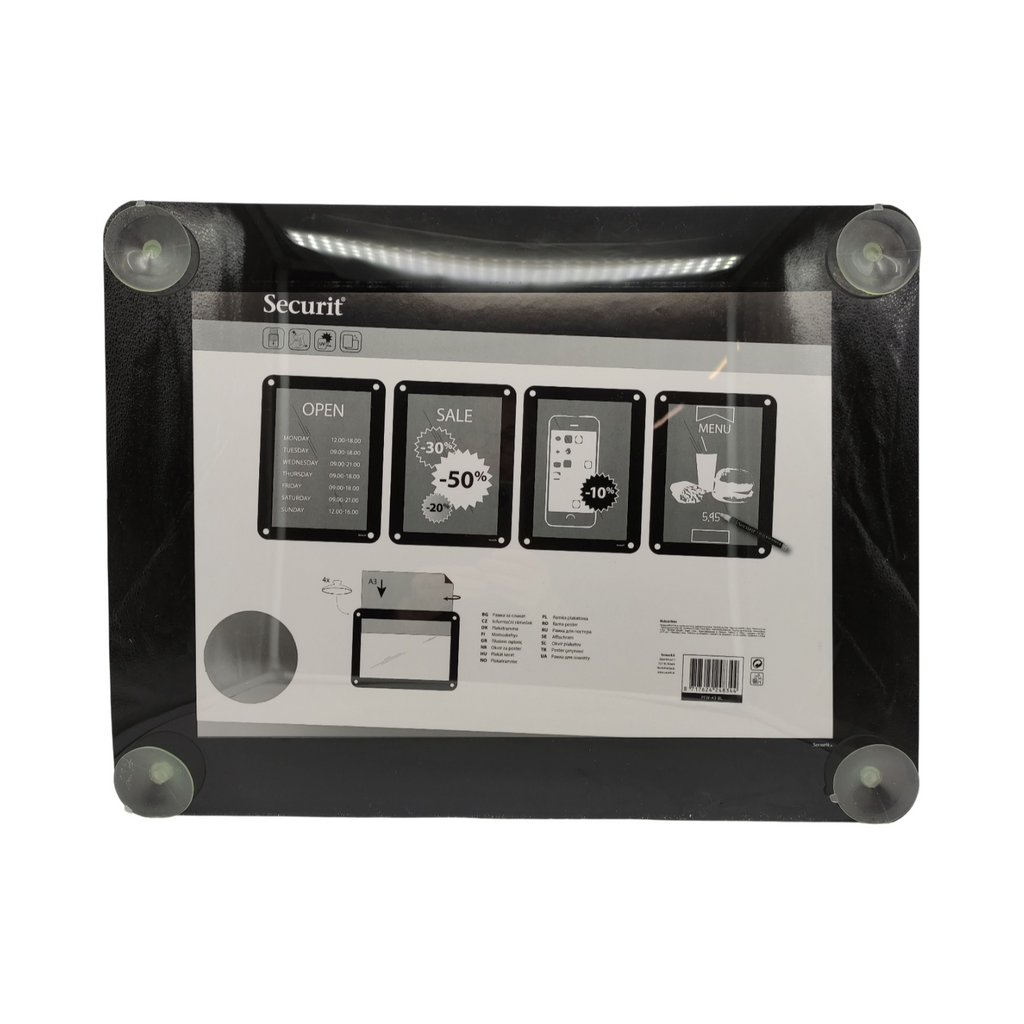 Securit A3 Suction Cup Poster Holder Sign Holder Display Holder Black