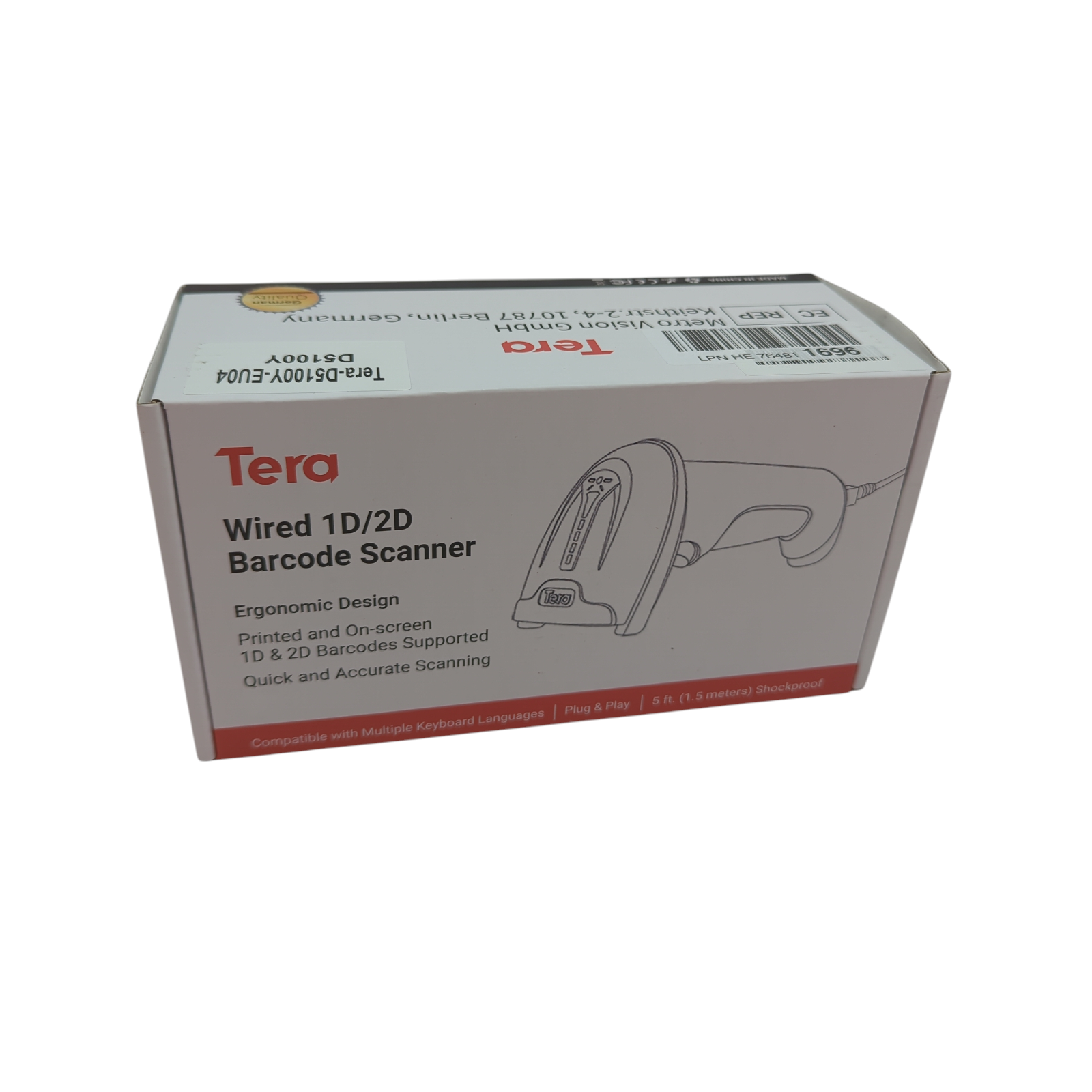 Tera Handscanner Barcode Leser 1D 2D QR IP65 kabelgebunden