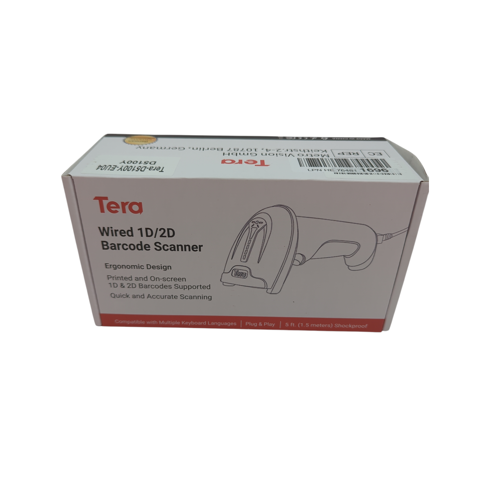 Tera Handscanner Barcode Leser 1D 2D QR IP65 kabelgebunden