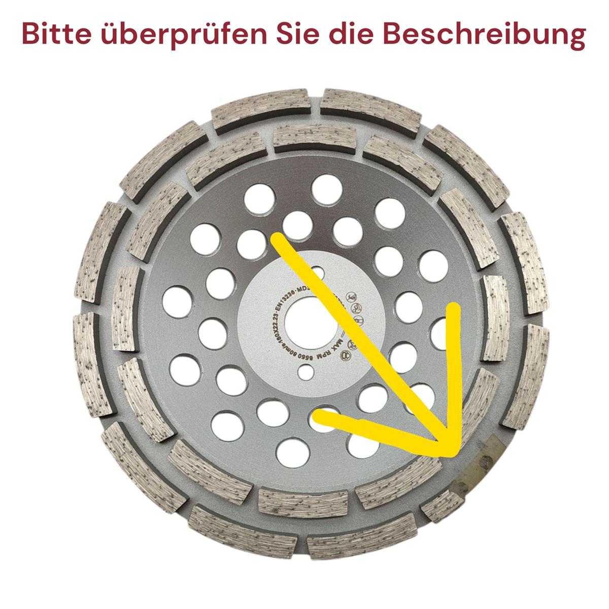 PRODIAMANT Diamant Schleiftopf 180 mm 22,2 mm doppelreihig Beton Universal