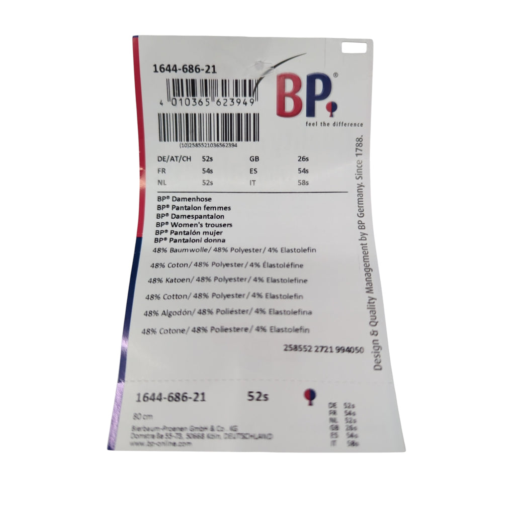 BP Damenhose mit elastischen Bündchen Weiß Größe 52s