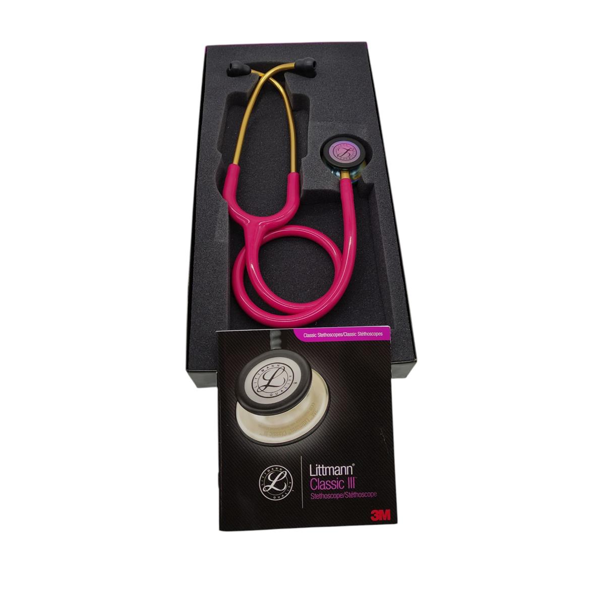 3M Littmann Classic III Stethoskop beidseitig Schlauch Framboise Rainbow 69 cm