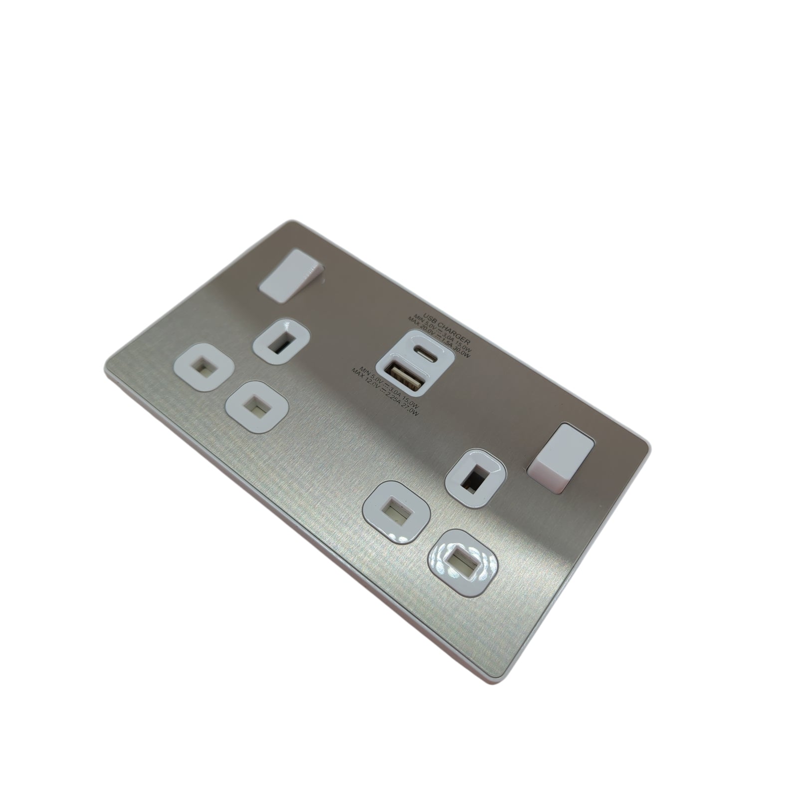 BG Electrical Evolve Double Switched Socket USB-C 30W USB-A 2.1A