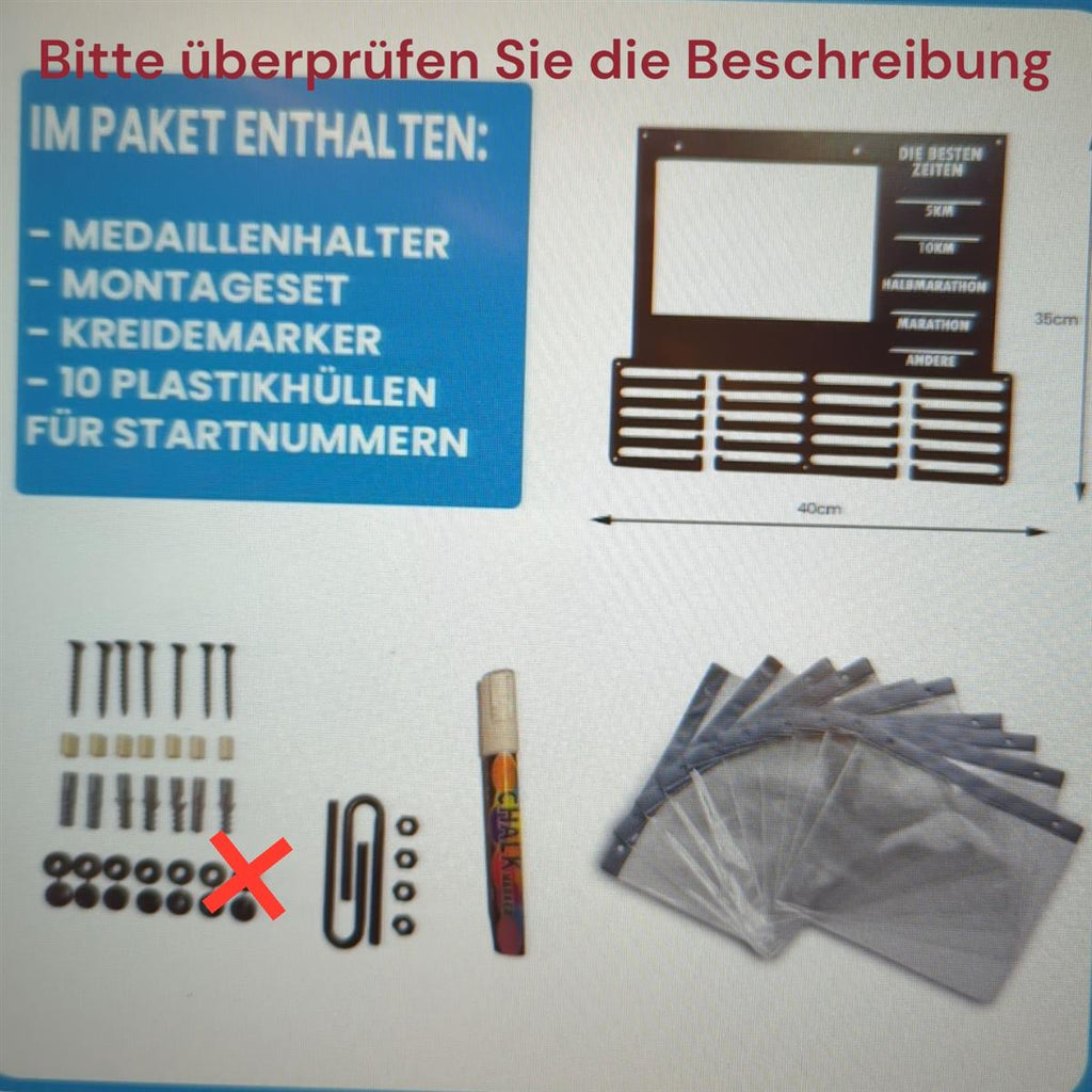 RUNGIFT Medaillenhalter & Startnummernhalter Wandhalter für Laufmedaillen