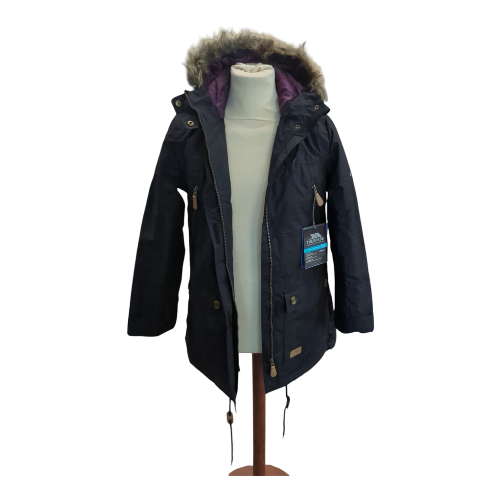Trespass Clea Damenjacke M Schwarz wasserdicht mit Rollkapuze