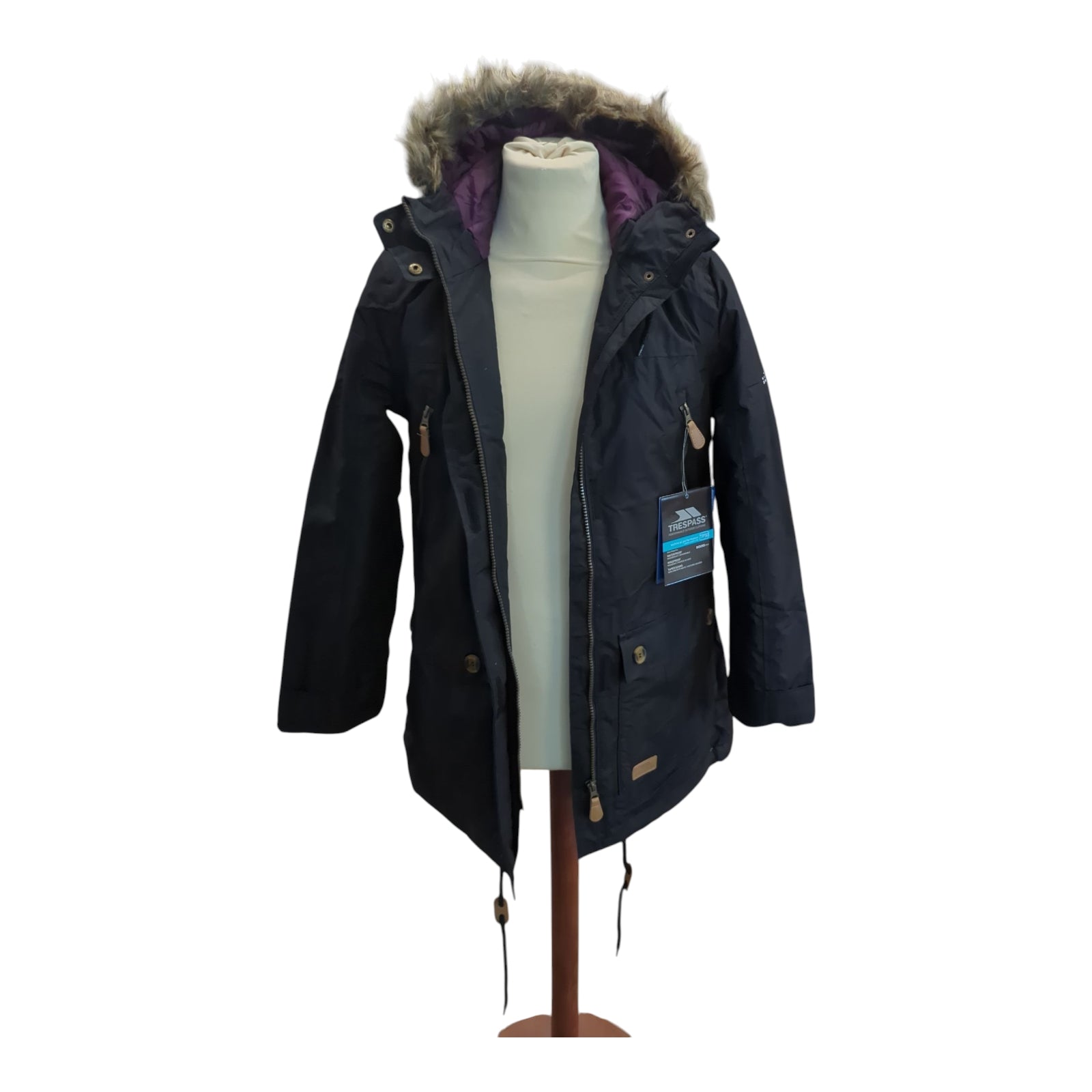 Trespass Clea Damenjacke M Schwarz wasserdicht mit Rollkapuze