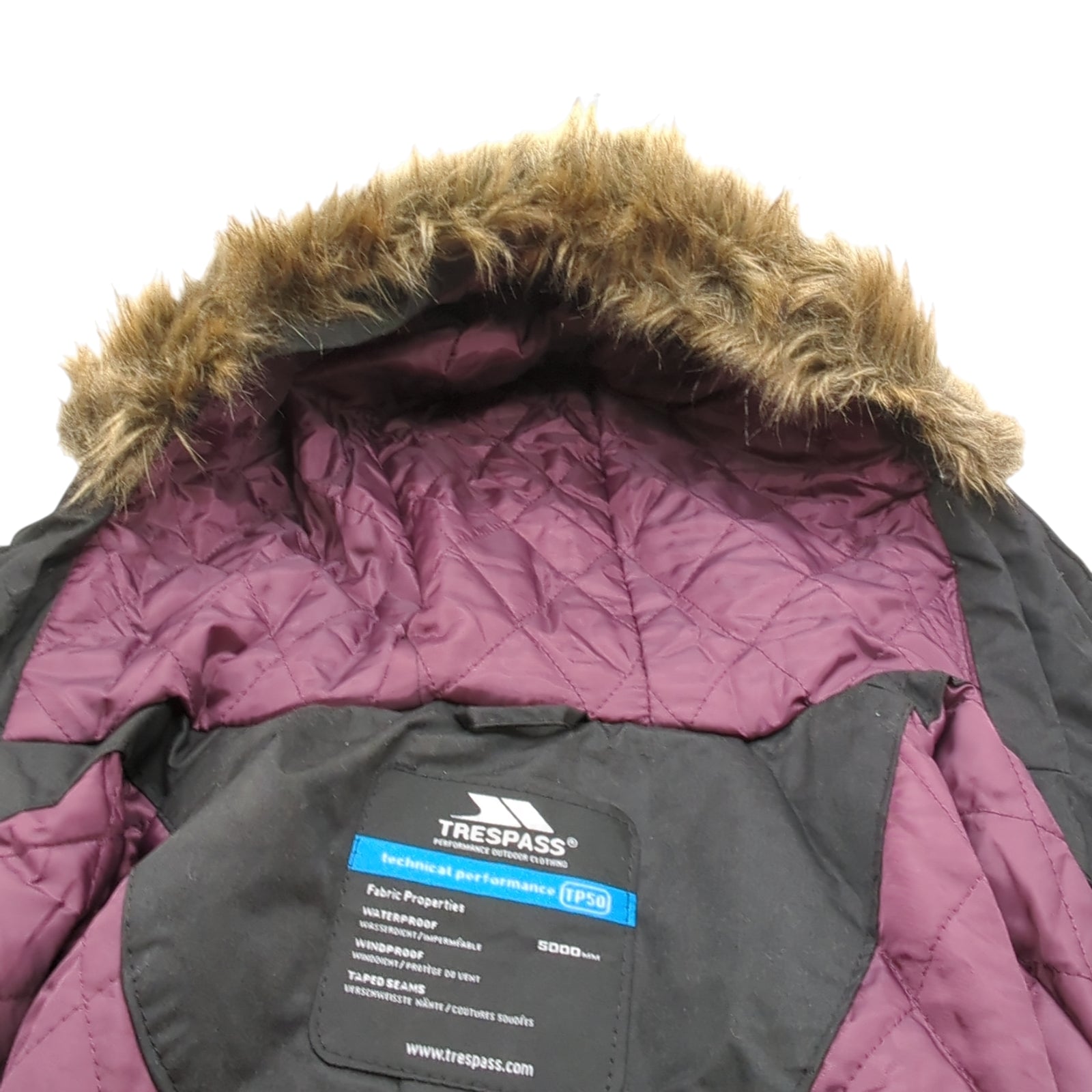 Trespass Clea Damenjacke M Schwarz wasserdicht mit Rollkapuze