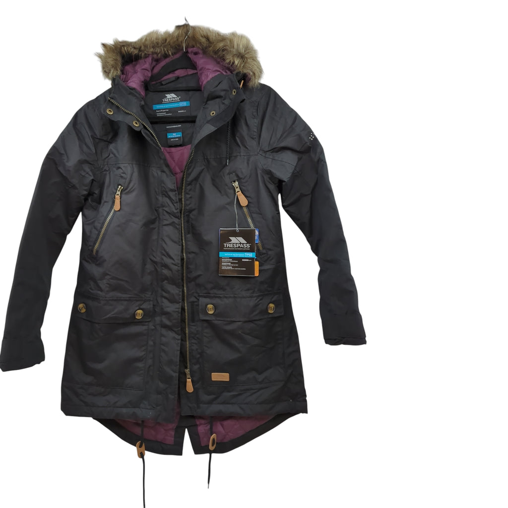 Trespass Clea Damenjacke M Schwarz wasserdicht mit Rollkapuze