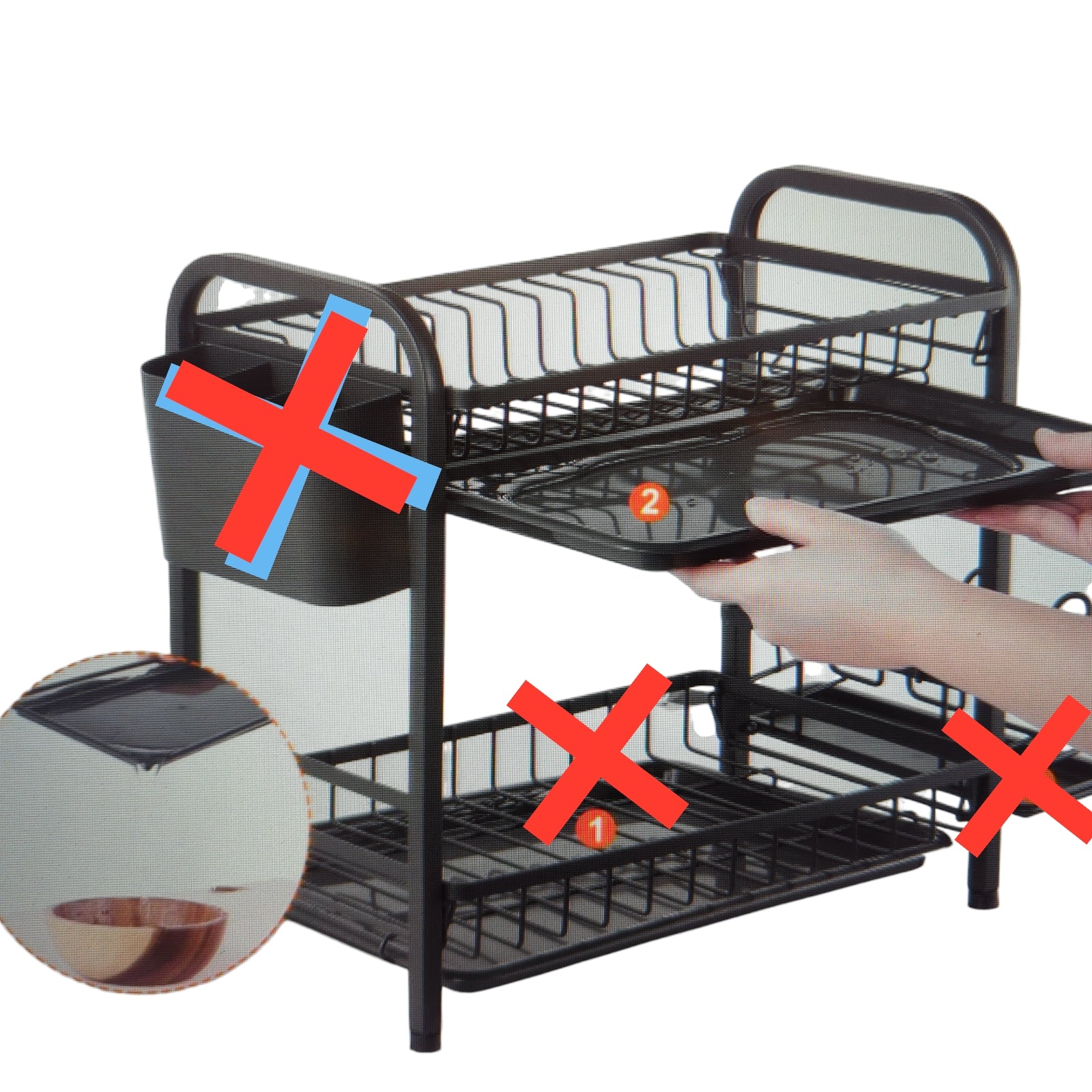 VEVOR 2-Tier Stainless Steel Dish Drying Rack 546 x 249 x 396 mm