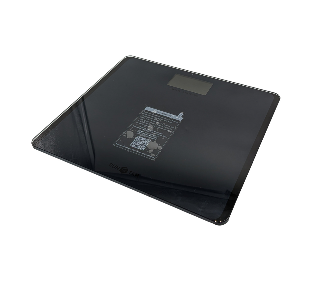 RunSTAR Digitale Personenwaage 250 kg LCD Display 8 mm Glas Blau-Schwarz