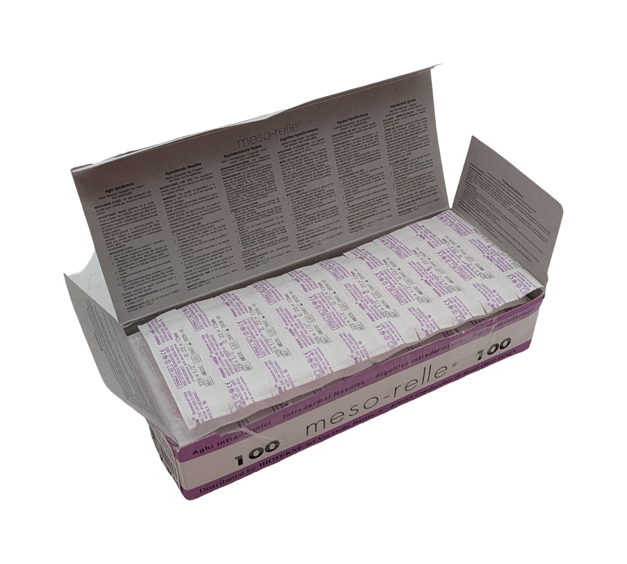 Biotekne 23684 Sclerotherapy Needles 32G 0.23x12 mm 100 pcs Pink