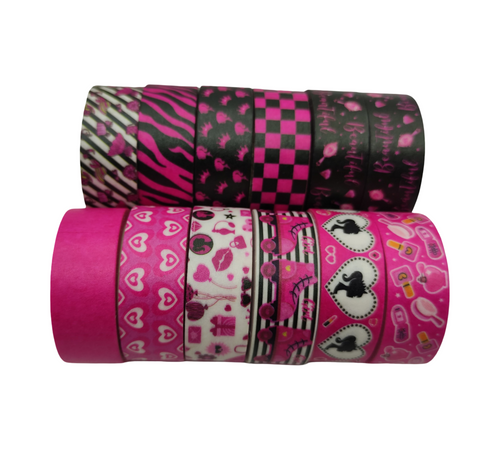 12 Rolls Washi Tape Pink Princess Masking Tape Craft Decoration Set