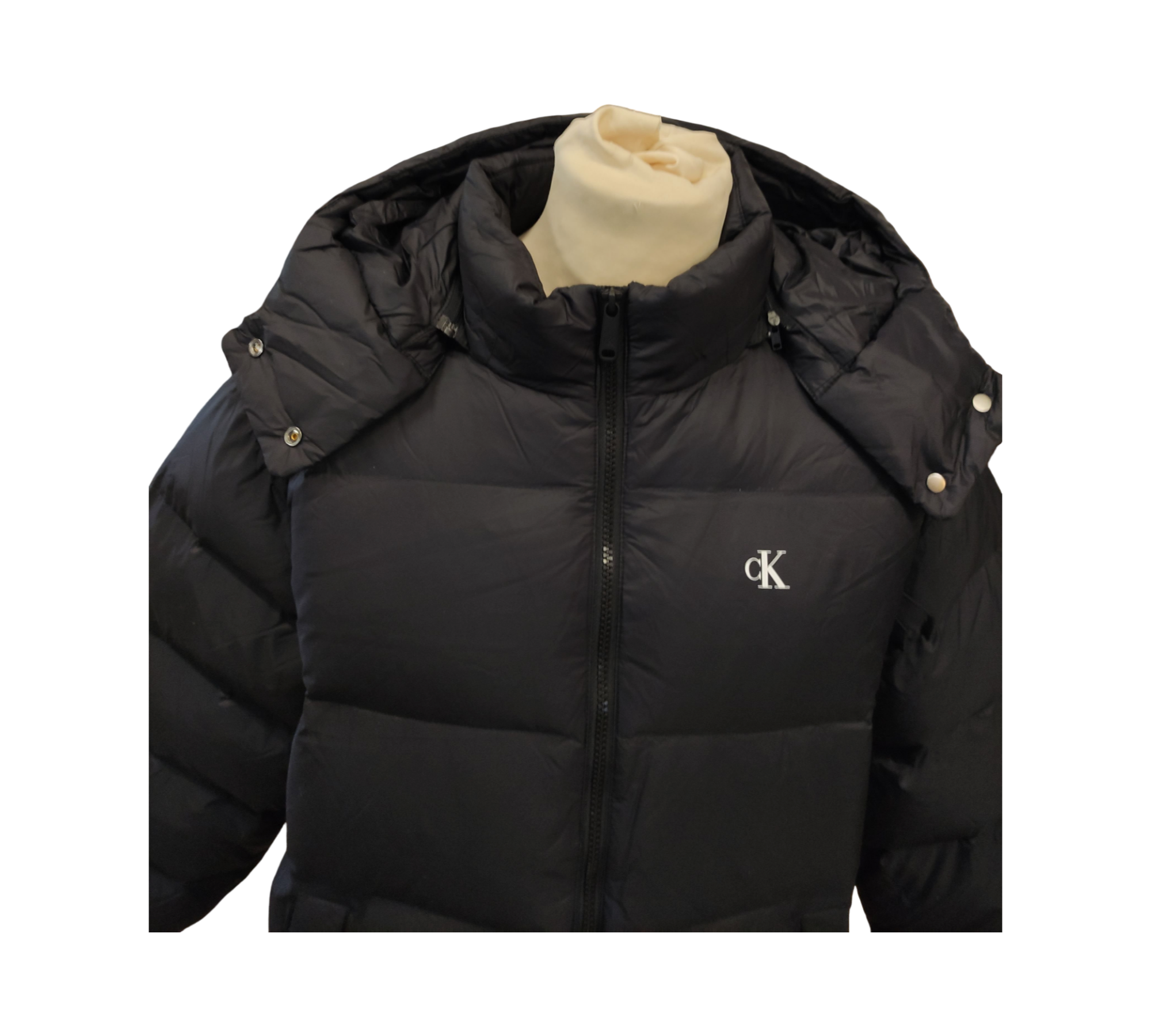 Calvin Klein Women's Essential Long Hooded Down Coat Black M