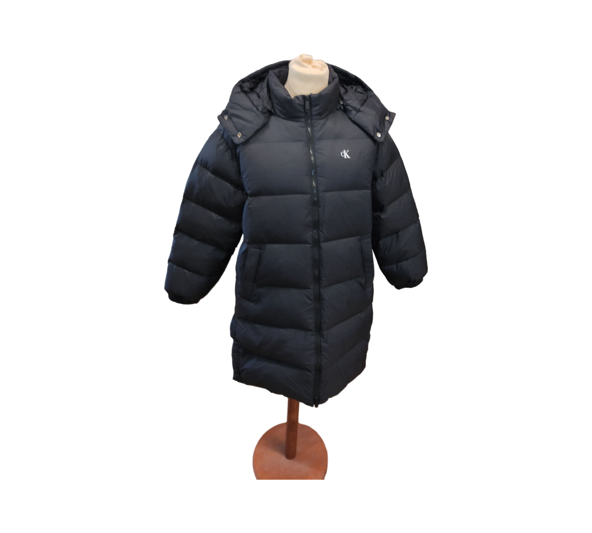 Calvin Klein Women's Essential Long Hooded Down Coat Black M