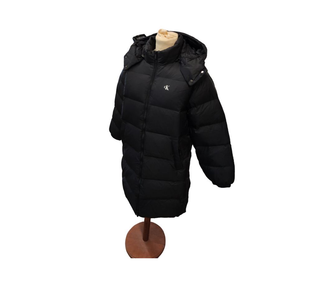 Calvin Klein Women's Essential Long Hooded Down Coat Black M