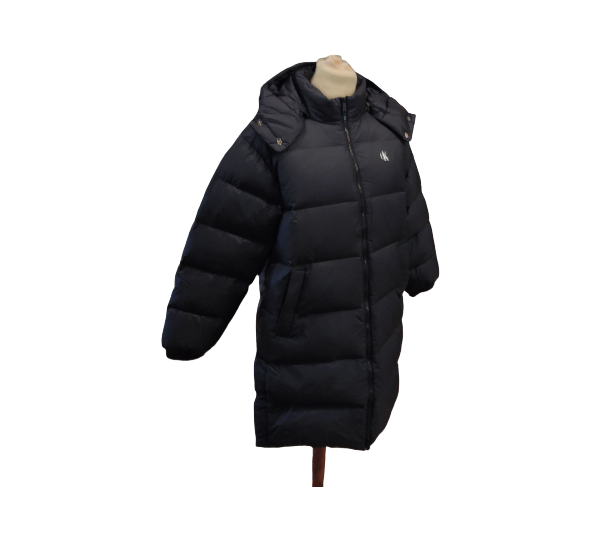 Calvin Klein Women's Essential Long Hooded Down Coat Black M