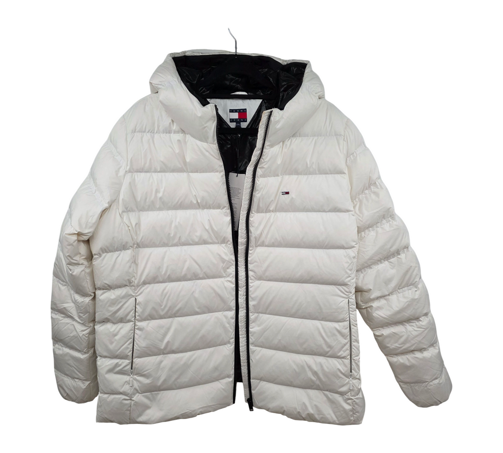 Tommy Jeans Damen Pufferjacke Slim mit Kapuze Ecru 2XL