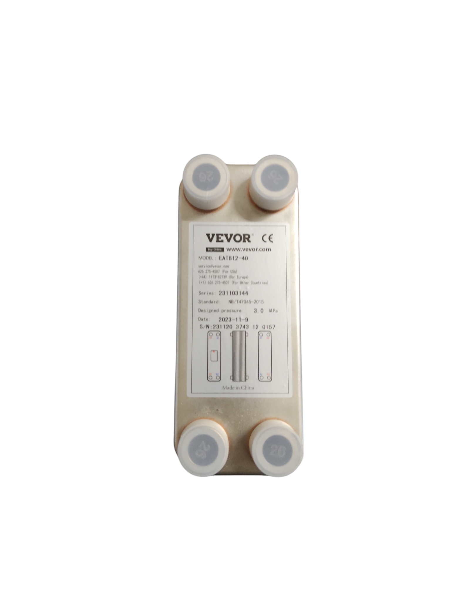 VEVOR 1240MN34 Plattenwärmetauscher 40 Platten Ölkühlung
