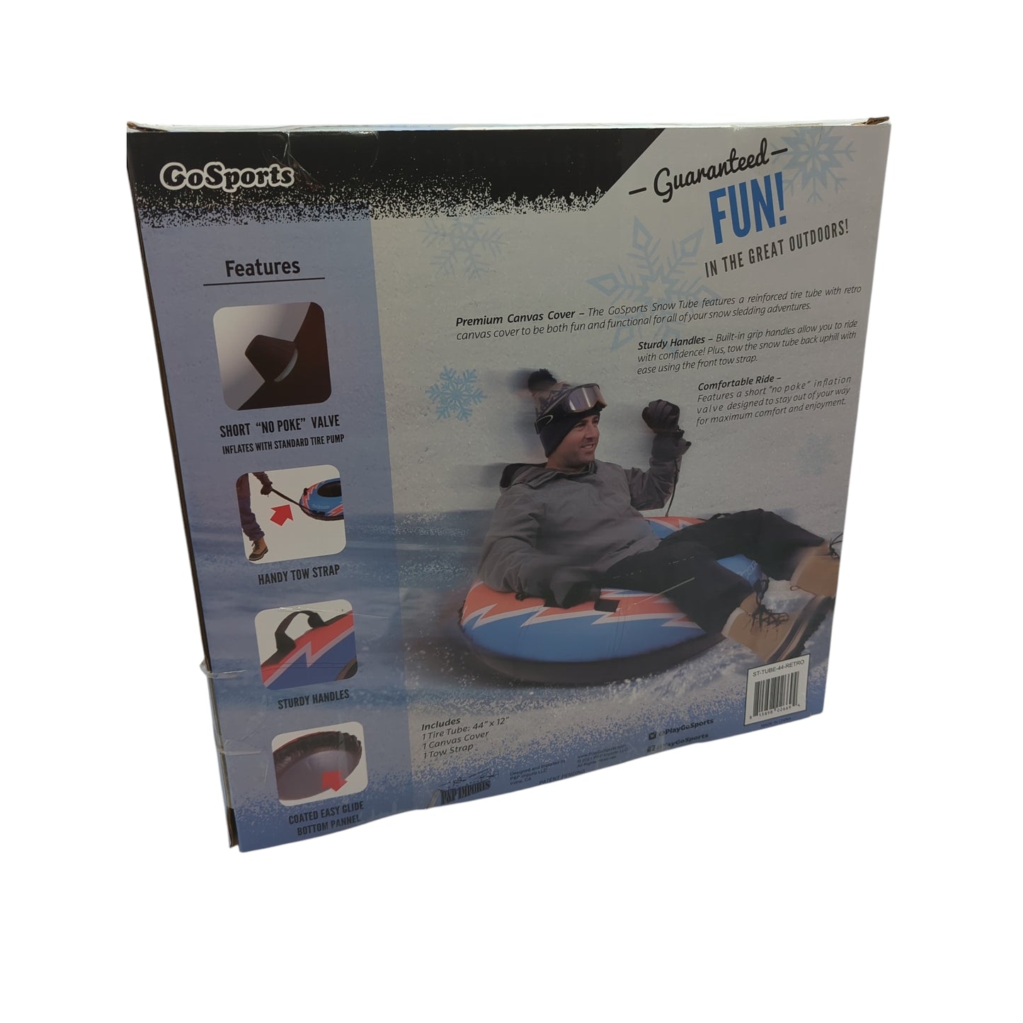 GoSports 111,8 cm Winter-Schneeschlauch robust mit Premium-Leinenbezug