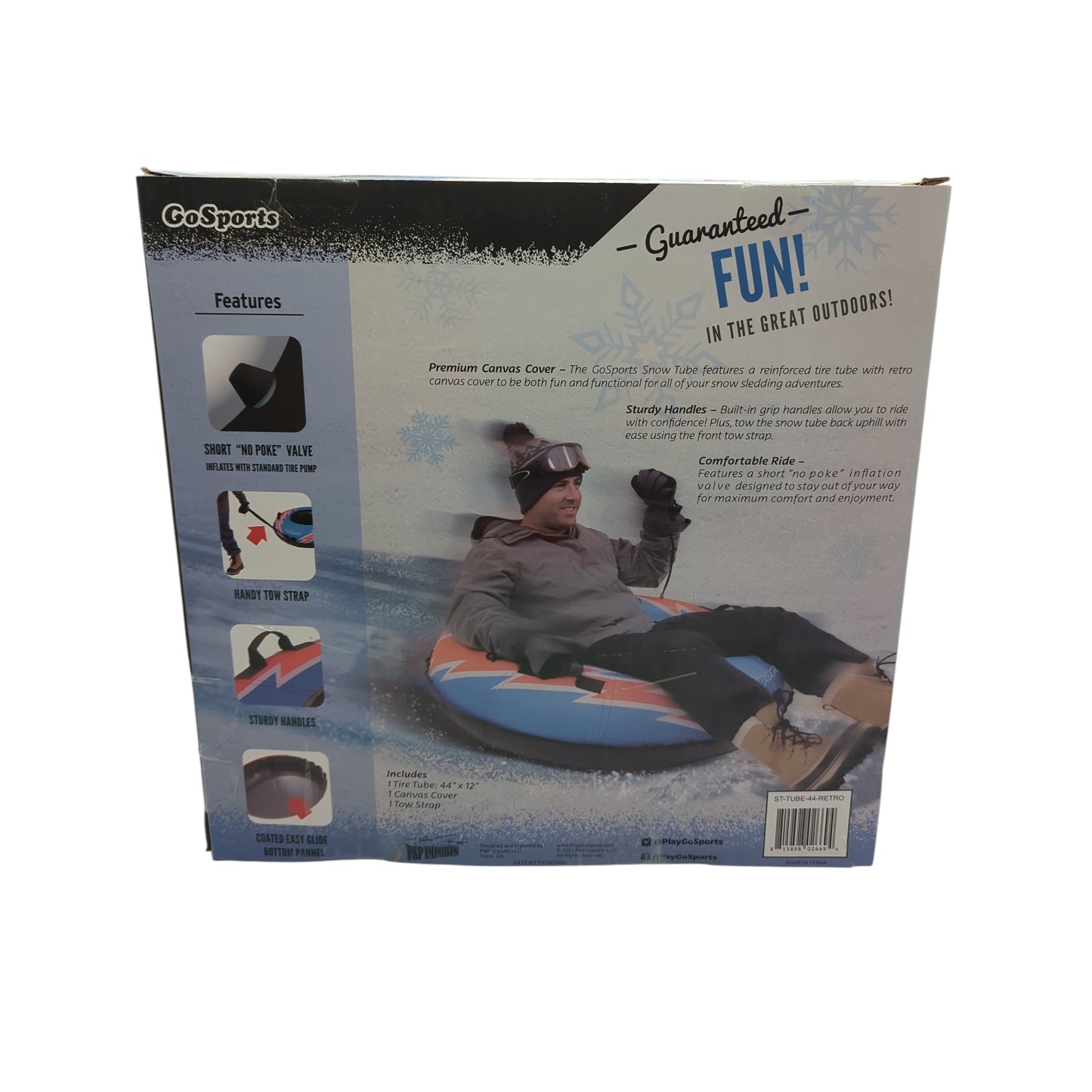 GoSports 111,8 cm Winter-Schneeschlauch robust mit Premium-Leinenbezug