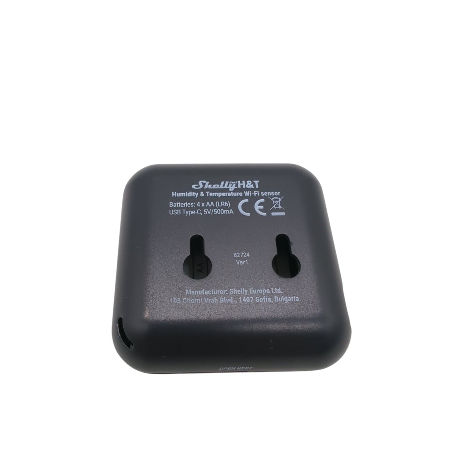 Shelly H&T Gen3 Noir Temperatur Feuchtigkeitssensor WLAN Bluetooth