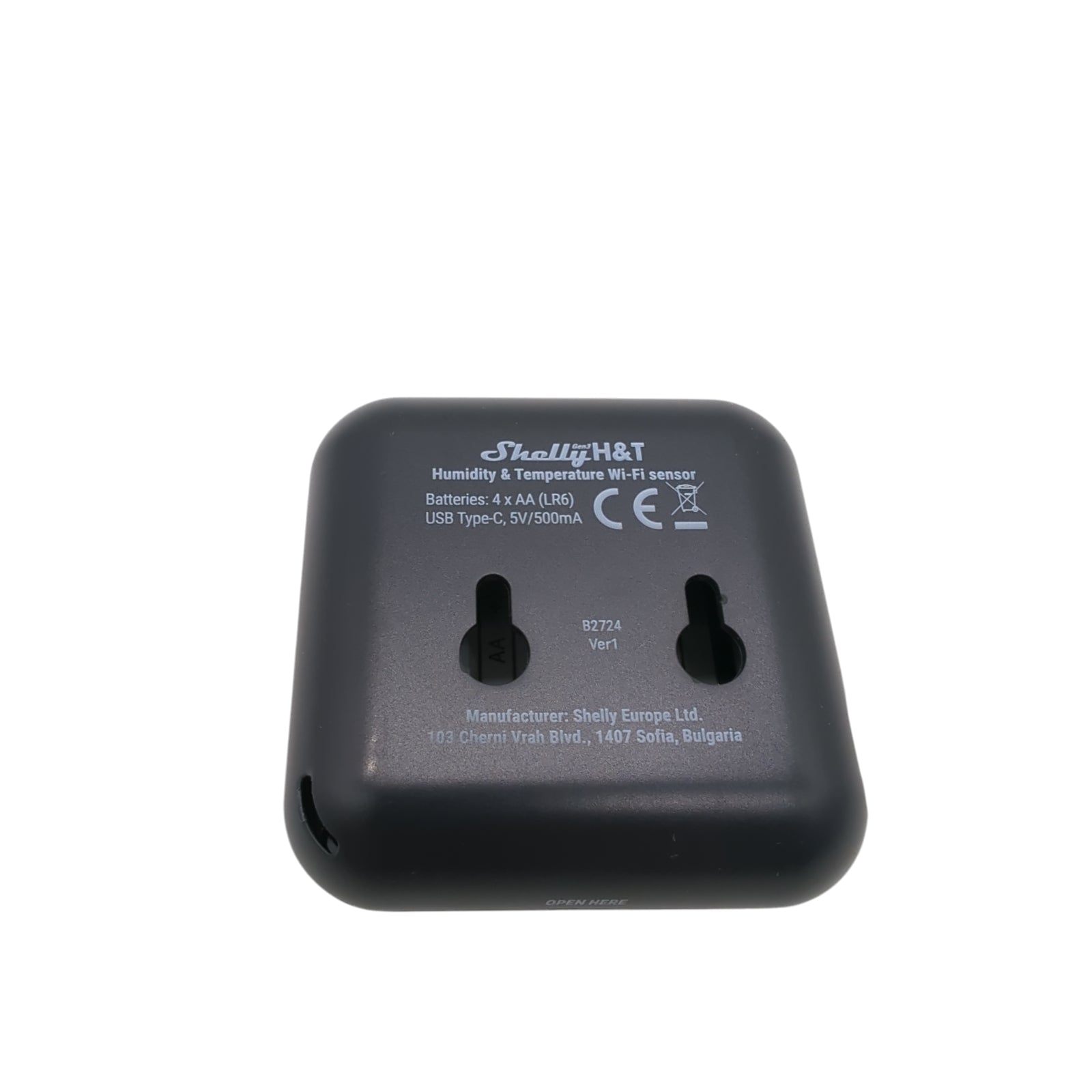 Shelly H&T Gen3 Noir Temperatur Feuchtigkeitssensor WLAN Bluetooth