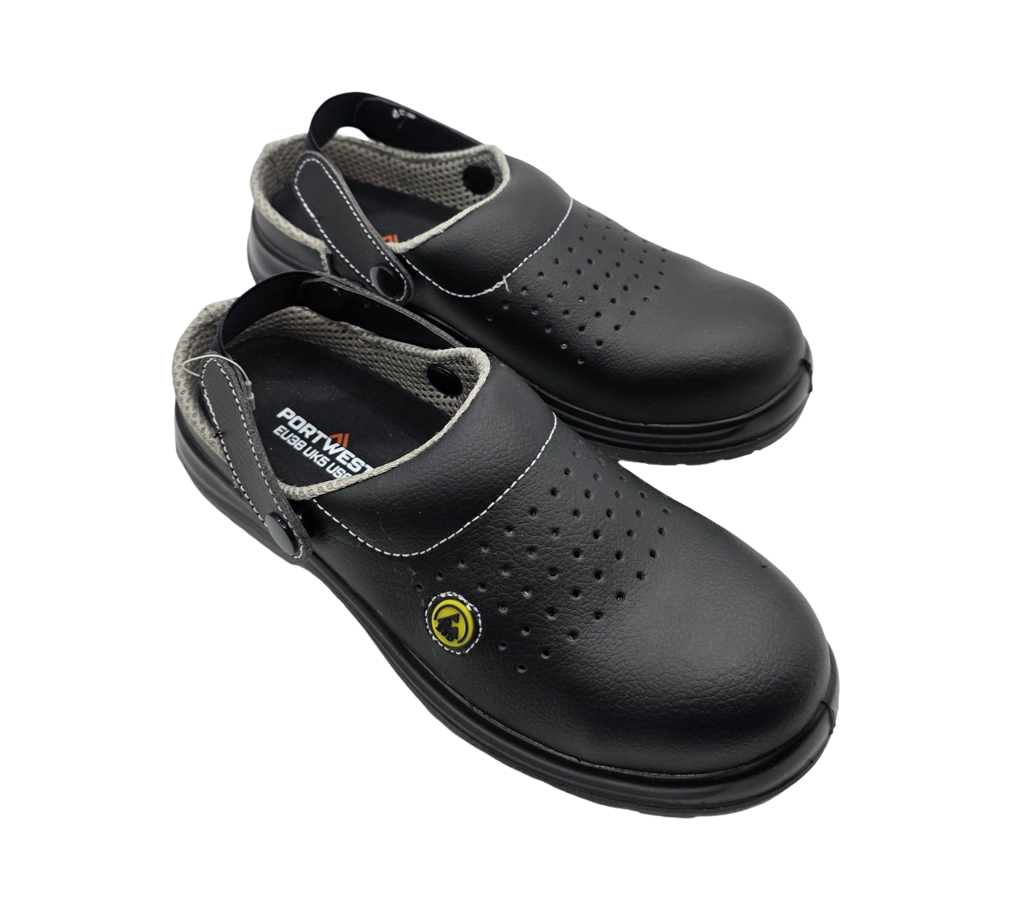 PORTWEST Sicherheits-Clogs ESD SB AE belüftet Schwarz Größe 38