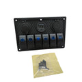 FanPaYY Rocker Switch Panel 6-Gang Dual USB Socket Voltage Display