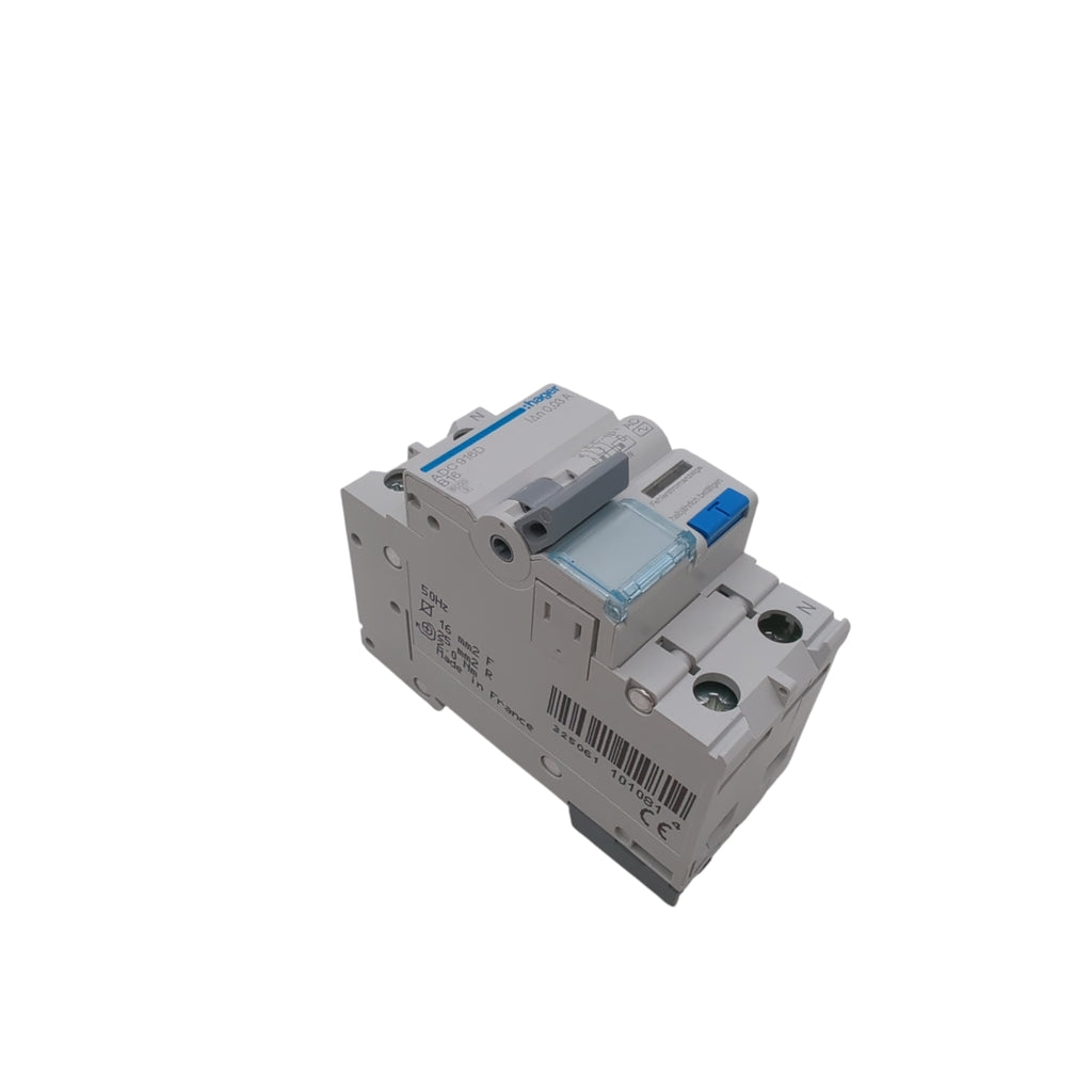 Hager ADC916D Residual Current Circuit Breaker with Overcurrent Protection 16A 30mA 1P+N