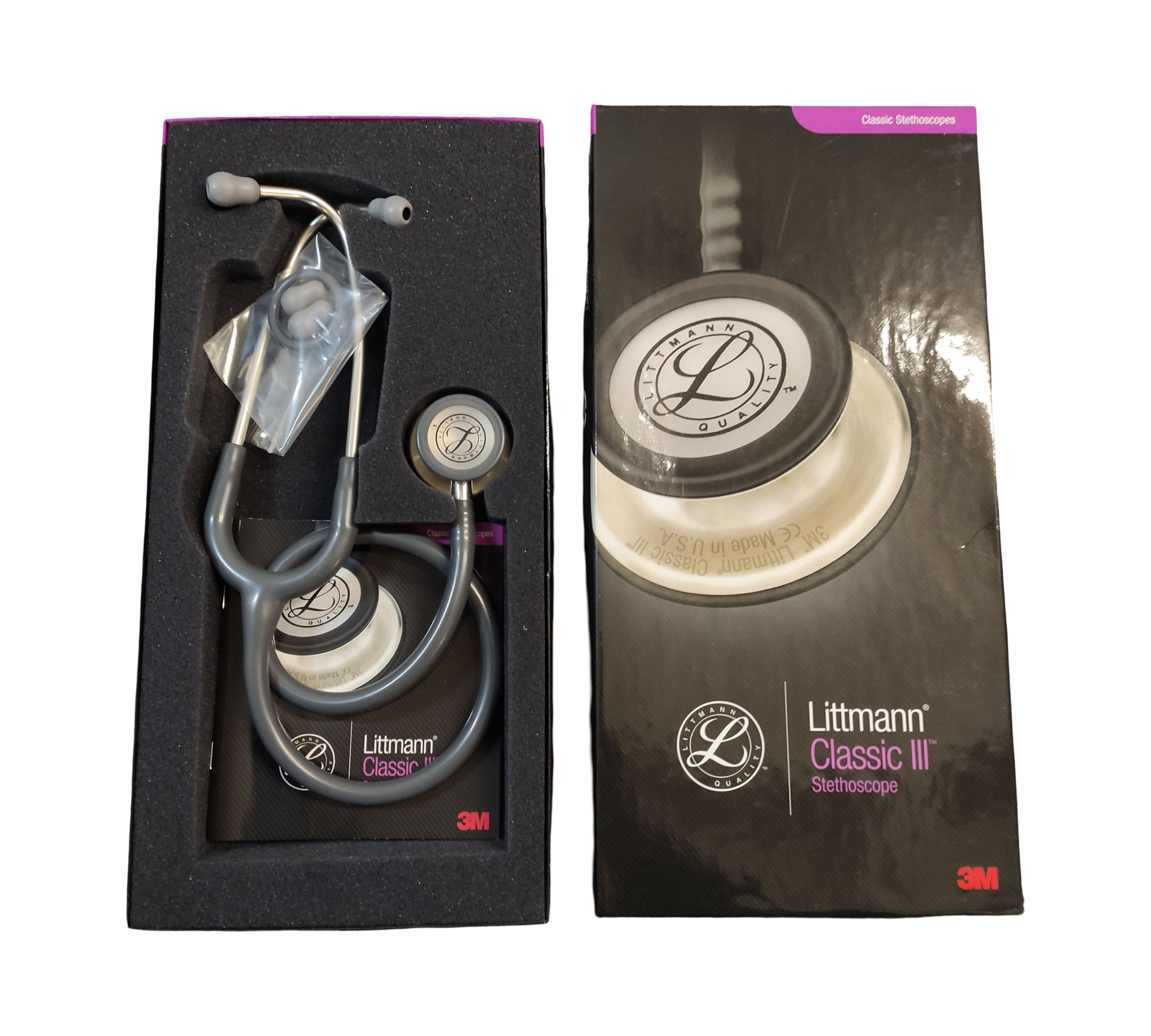 3M Littmann Classic III Überwachungsstethoskop, graue Schläuche, 69 cm, 5621
