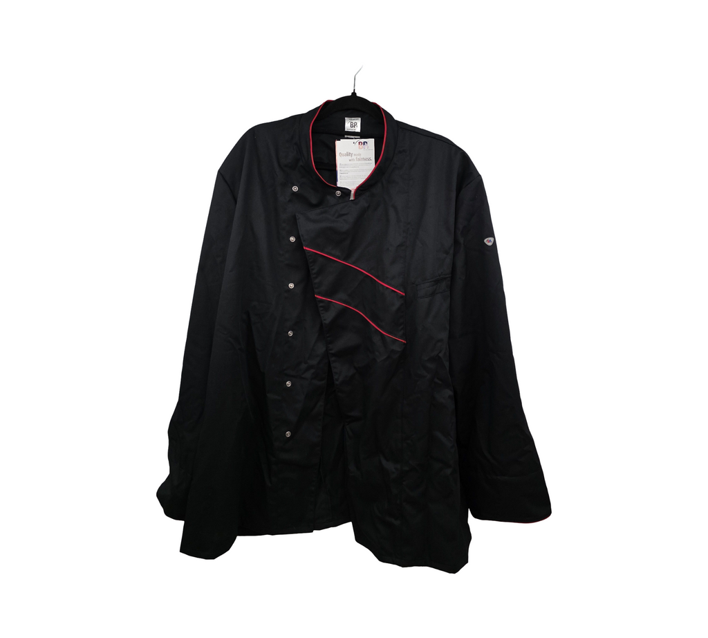 BP Gourmet 1538-400-3281 Chef Jacket Long Sleeve Black Red Size 64