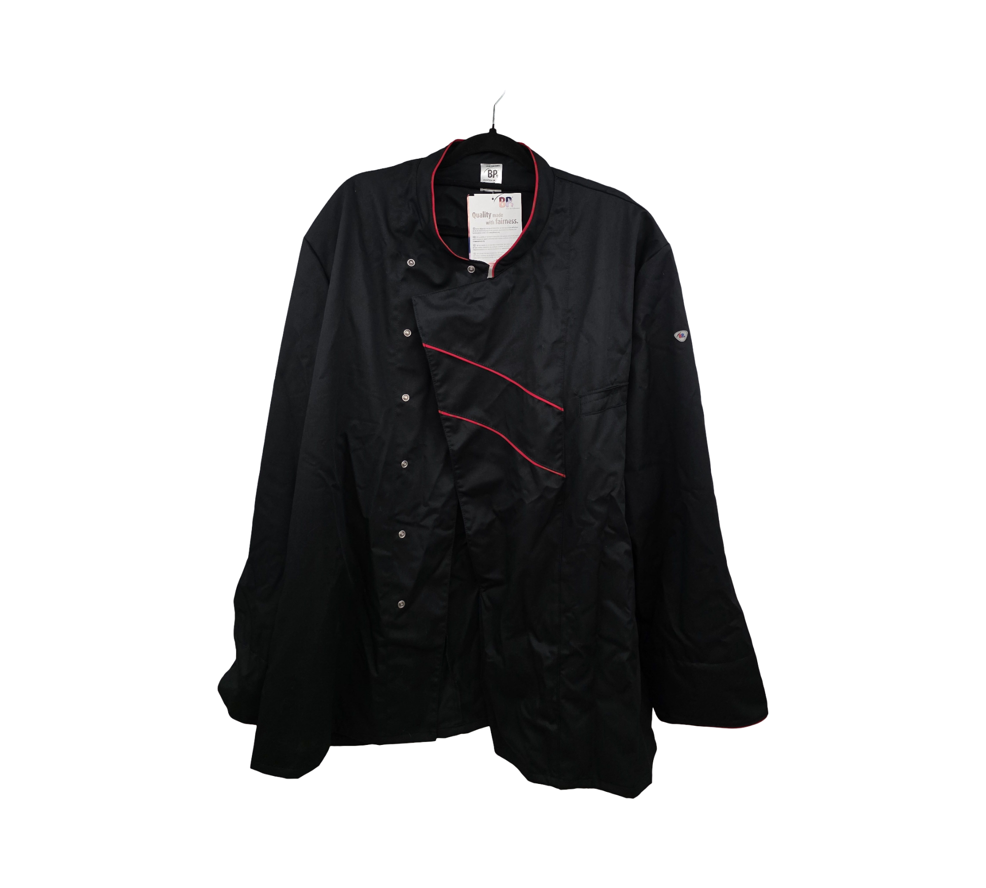 BP Gourmet 1538-400-3281 Chef Jacket Long Sleeve Black Red Size 64