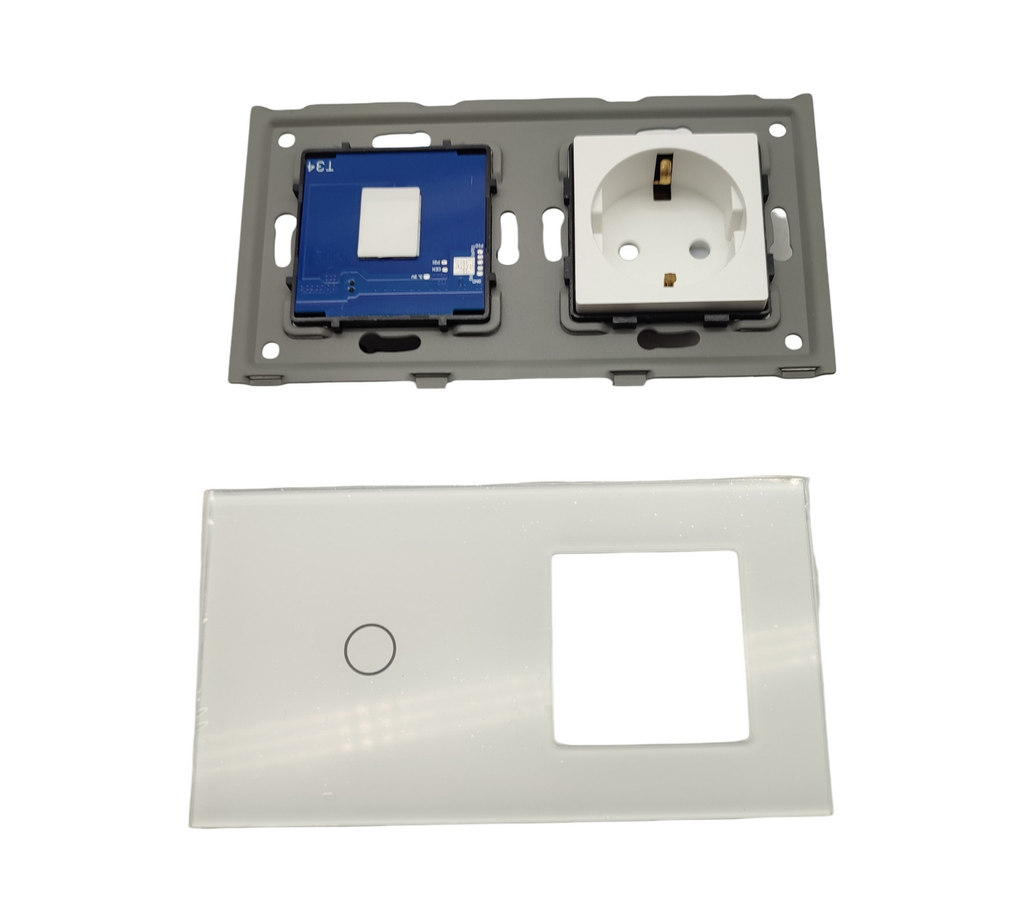 TAWOIA WiFi Socket Light Switch Alexa Glass Front Neutral Conductor