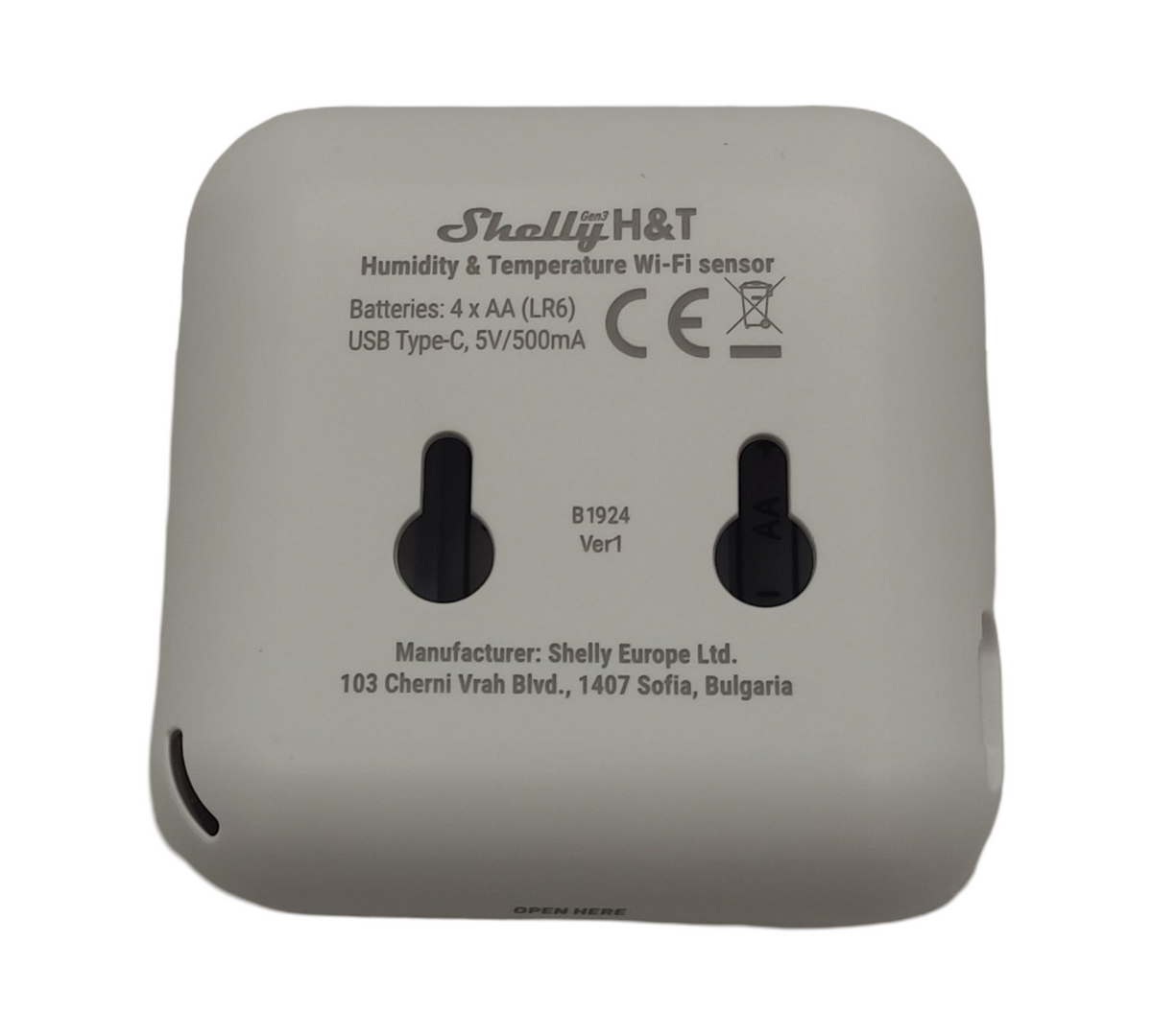 Shelly H&T Gen3 Thermometer Hygrometer WLAN Bluetooth App-Steuerung Weiß 7x7x7cm