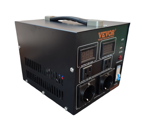 VEVOR Spannungswandler 2000W 110V 220V 2x US 2x Schuko