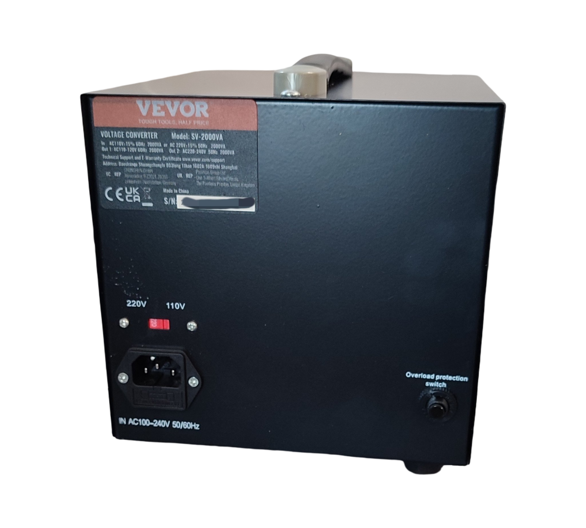 VEVOR Spannungswandler 2000W 110V 220V 2x US 2x Schuko