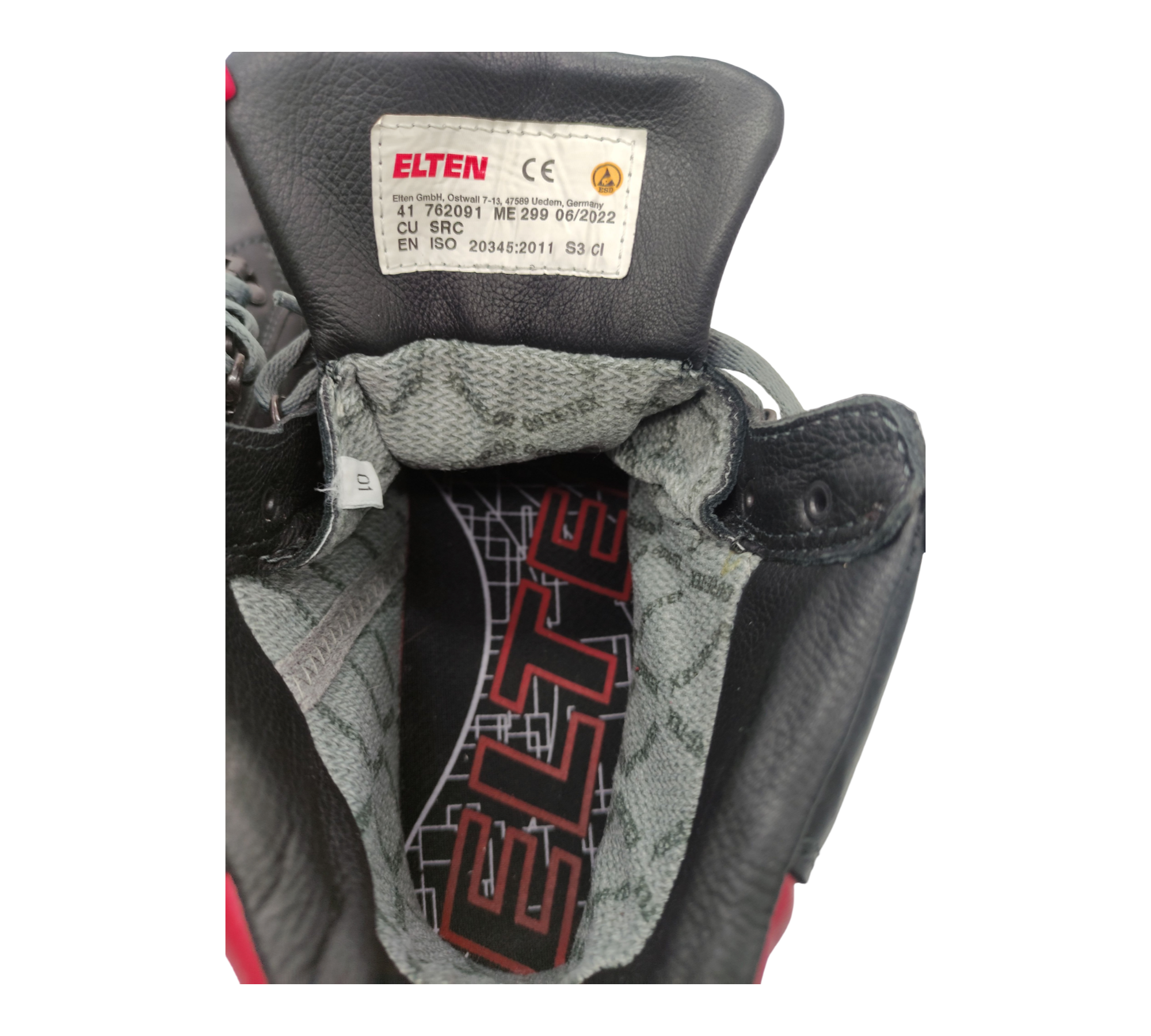 ELTEN DELUXE GTX Mid ESD S3 CI Sicherheitsschuhe Leder Schwarz/Rot 41