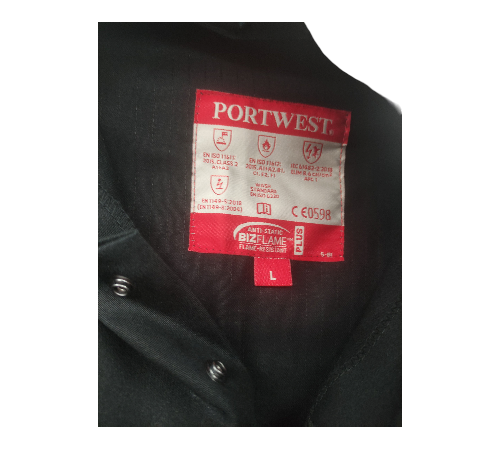Portwest FR50 Flammhemmender Antistatik-Overall 350 g Schwarz L