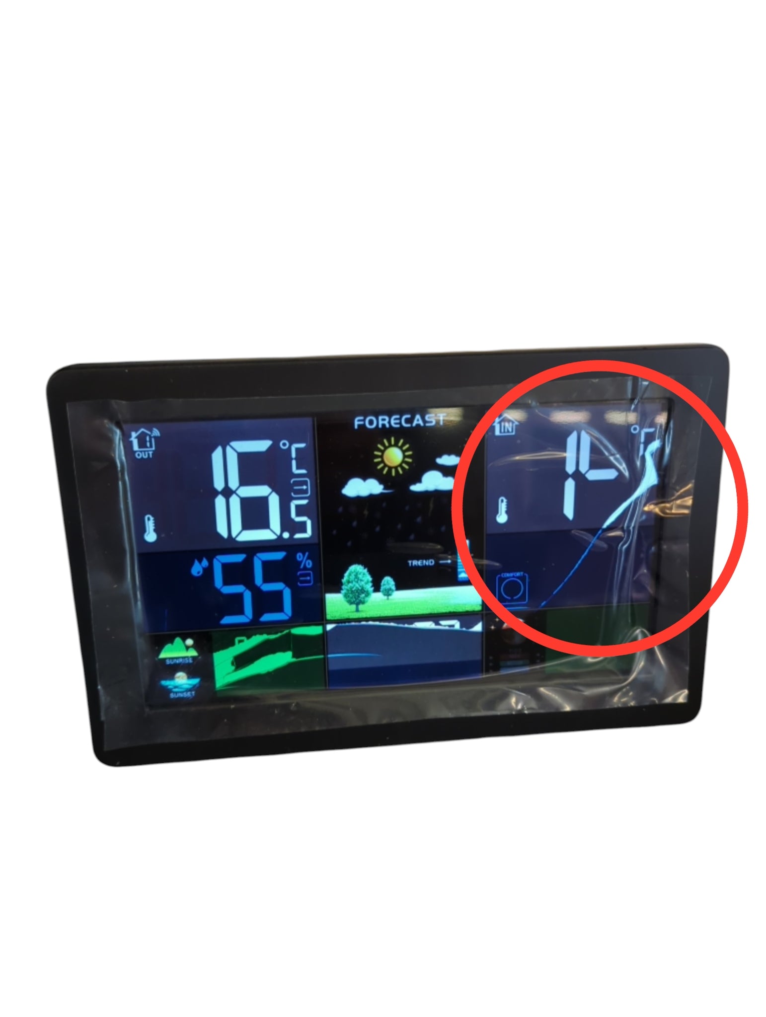 Weather Station with Outdoor Sensor, Wireless Color LCD Digital Barometer DCF, Alarm Clock, Moon Phase, Weather Forecast, Adjustable Backlight...
