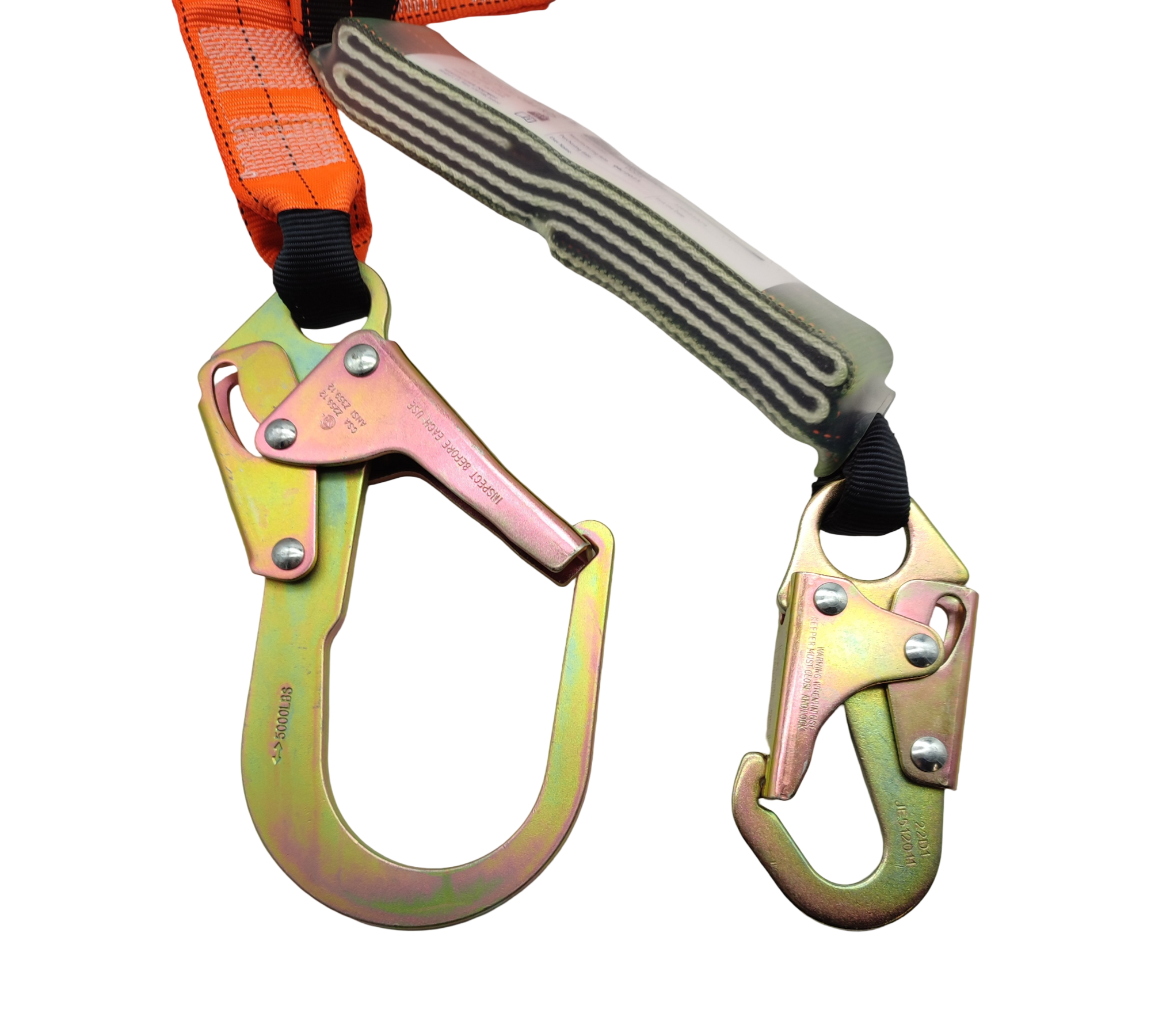 Portwest Auffangseil 180 cm Stoßdämpfer 140 kg Schwarz Orange