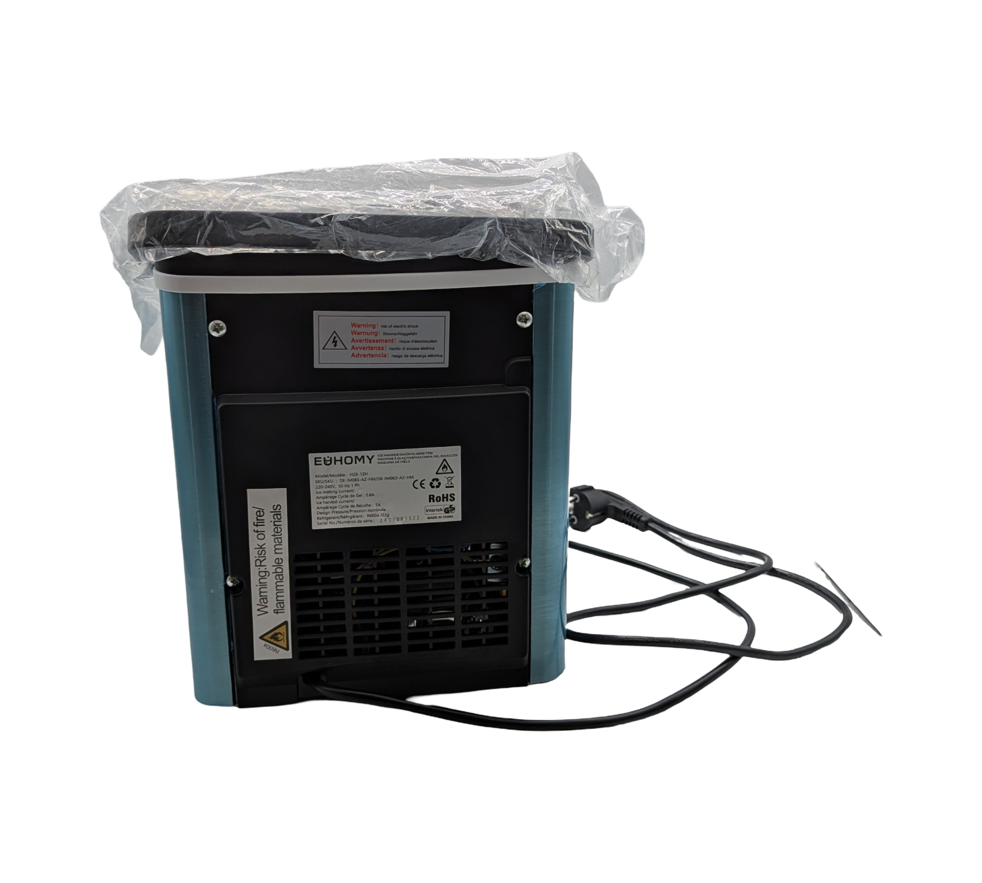 EUHOMY Eiswürfelmaschine 12kg/24h 9 Würfel/6 Min Selbstreinigung
